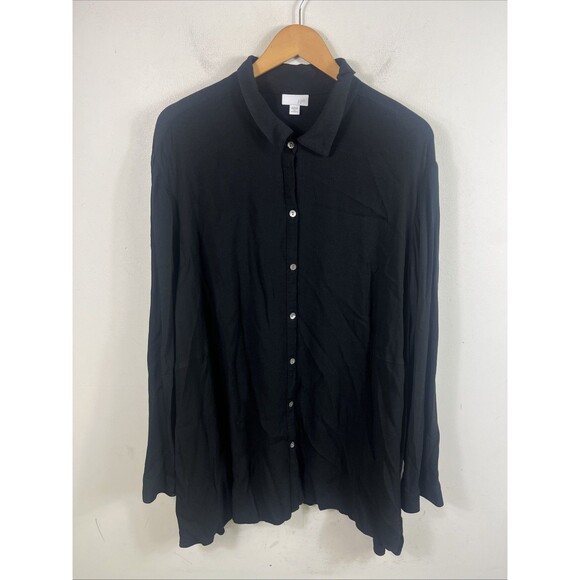 J. Jill Women's Sz 4X Black Button-Down Tunic Shirt Lagenlook Soft Boho - Picture 1 of 6